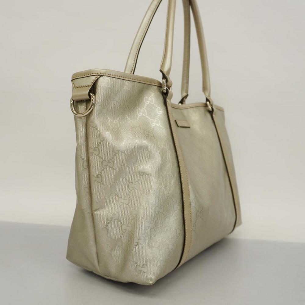 Gucci Silver GG Leather Bag Tote Impleme